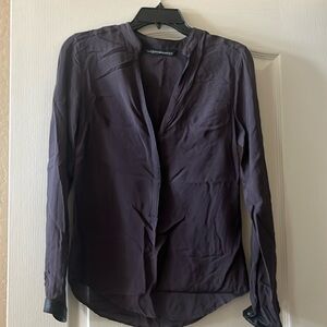 Zara dark brown blouse with leather accents.